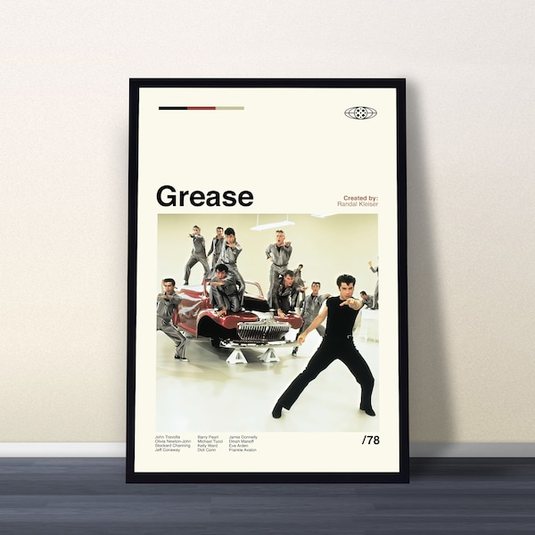Affiche de film Grease, impression de graisse, art des années 50, art minimaliste, affiche vintage, impression de film, haute qualité, décoration d'intérieur, cadeau pour lui