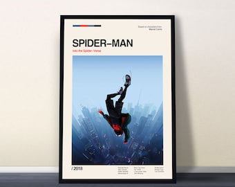 Spider Man - Into The Spider Verse Movie Poster, Midcentury Art, Minimalist Print, Home Decor Poster, Wall Art, Home Decor, Wall Decor