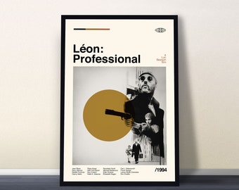 Léon: The Professional Poster, Midcentury Art, Retro Movie Print, Vintage Movie Poster, Minimalist Art, Vintage Poster, Home Decor