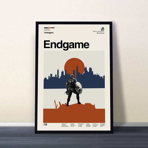 Avengers: Endgame Poster, Avengers Print, Endgame Movie Poster, Midcentury Art, Minimalist Art, Vintage Poster, Retro Poster, Gifts for him