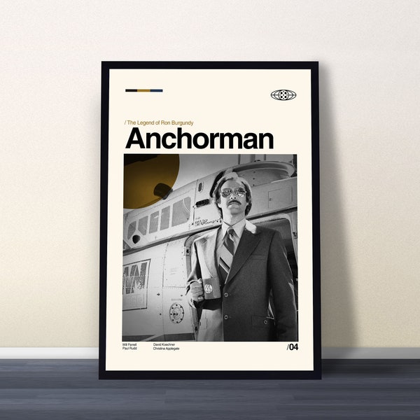 Anchorman Poster, The Legend Of Ron Burgundy, Paul Rudd, Anchorman Movie Poster, Anchorman Print, Photo Art, Retro Modern, Retro Movie