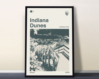 Indiana Dunes Travel, Indiana Dunes poster, National Park Poster, National Park Print, Cityscape Poster, Travel Art, Wall Decor