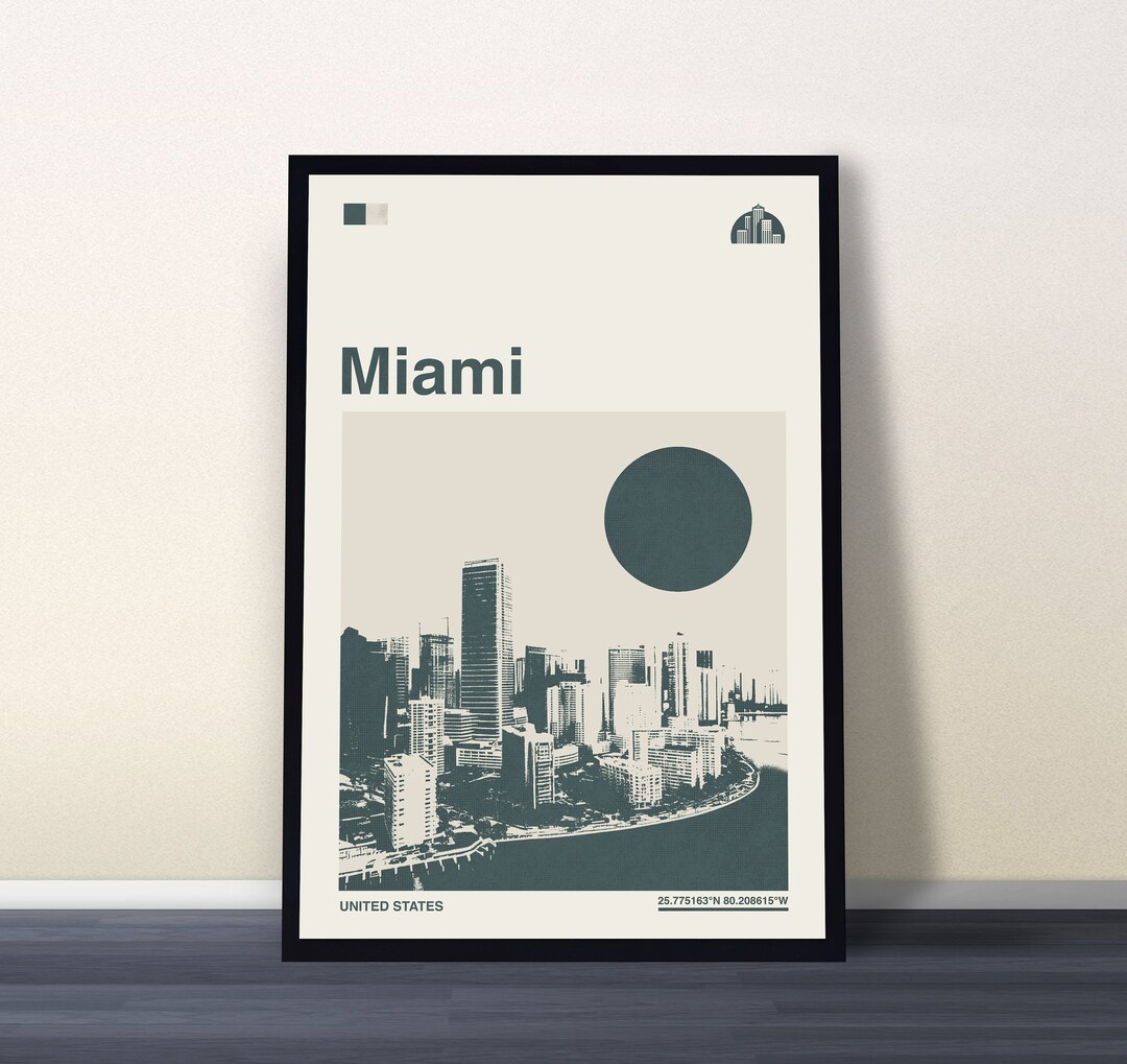 impression Miami, art mural Floride, encadré, cadeau