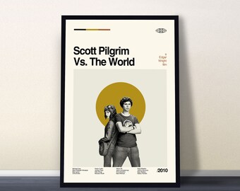 Scott Pilgrim Vs. the World Poster, Midcentury Poster, Movie Poster, Retro Poster, Minimalist Art, Vintage Poster, Wall Decor, Mom Gifts