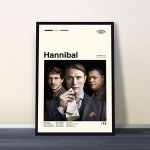 Hannibal Poster, Hannibal Movie Poster, Hannibal Lecter, Minimalist Tv Series Poster, Vintage Retro, Wall Art, Custom Poster, Home Decor image 1