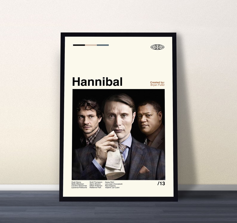 Hannibal Poster, Hannibal Movie Poster, Hannibal Lecter, Minimalist Tv Series Poster, Vintage Retro, Wall Art, Custom Poster, Home Decor image 1