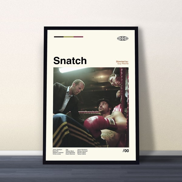 Snatch Movie Poster, Snatch Print, Wall Decor, Retro Movie Print, Midcentury Art, Movie Poster, Movie Poster, Cult Film Poster, Wall Art