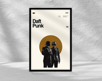 Daft Punk Poster, Minimalist Poster, Retro Modern - Vintage Poster, Print Art, Midcentury Art, Wall Art, Movie Poster Art, Vintage Film Art