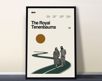 The Royal Tenenbaums Poster, Wes Anderson, Vintage Poster, Modern Art Print, Midcentury Art, Minimalist Art, Movie Poster, Home Decor