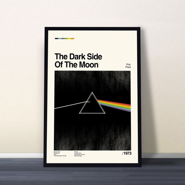 The Dark Side Of The Moon Poster, Pink Floyd Poster, Movie Poster, Retro Movie Poster, Vintage inspired, Midcentury Wall Art, Dad Gifts