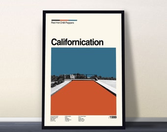 Californication Poster, Red Hot Chilli Peppers, Californication Album Poster, Midcentury Art, Minimalist Art, Music Poster, Home Decor