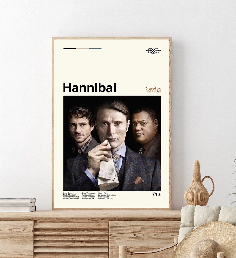 Hannibal Poster, Hannibal Movie Poster, Hannibal Lecter, Minimalist Tv Series Poster, Vintage Retro, Wall Art, Custom Poster, Home Decor image 2