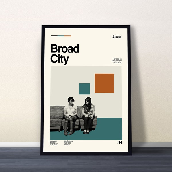 Broad City Poster, Broad City Print, Movie Poster, Midcentury Art, Minimalist Art, Vintage Poster, Retro Poster, Film Poster, Wall Decor