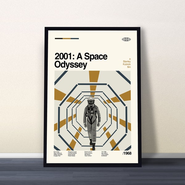 2001: A Space Odyssey Poster, Stanley Kubrick Film, Midcentury Art, Minimalist Art, Movie Poster, Vintage Poster, Home Decor, Wall Art