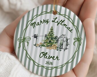 Adorno navideño Merry Liftmas para gimnasio, adorno navideño personalizado con forma de disco de pesas, regalo divertido para levantadores de pesas, regalo de fitness, regalo para amantes del gimnasio, decoración para gimnasio