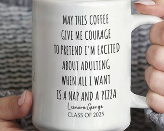 Customised Funny Grad Mug, Graduating Class of 2025, Diploma Disaster, Personalized Coffee black Cup, High School College Graduation Gifts