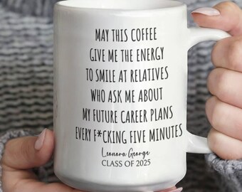 Customised Funny Grad Mug, Graduating Class of 2025, Diploma Disaster, Personalized Coffee black Cup, High School College Graduation Gifts