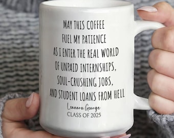 Customised Funny Grad Mug, Graduating Class of 2025, Diploma Disaster Mug, Personalized Coffee Cup, High School College Graduation Gifts