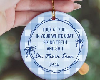 Personalized dentist White Coat Ceremony Ornament, Custom Medical Nursing Dental Student Gift, School Graduation Gift, Future Dentist Gift