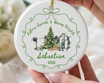 Adorno navideño Merry Liftmas para gimnasio, adorno navideño personalizado para levantamiento de pesas, regalo divertido de fitness para amantes del gimnasio, regalo personalizado para entrenar