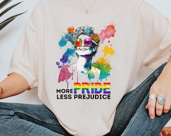 More Pride Less Prejudice Proud Ally - Unisex t-shirt, LGBTQ Shirt, Jane Austen Shirt, Pride Month Shirt, Supporting Lgbt People Shirt