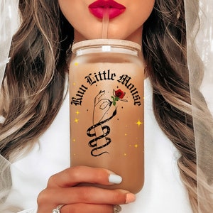 Run Little Mouse Cute Trendy Smoothie Coffee Glass Cup  , Dark Romance Book Lover Gifts,  Booktok Merch