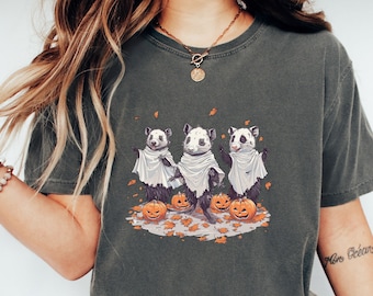 Halloween Opossum Ghost Comfort Colors Cute Ghost TShirt, Womens Halloween Oversized Shirt, Cute Fall Spooky Season Shirt, Gift For friend