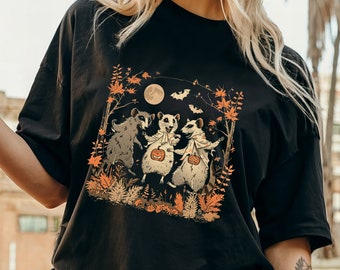 Possum Unhinged Spooky Season Fall Ghost Comfort Colors Shirt, Cute Angry Opossum tee, Animal Lover TShirt, Unique Gift for Opossum Lovers
