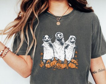 Halloween Possum Ghost Comfort Colors Oversized Shirt, Angry Opossum Tee, Gift For Bff, Possum Lover Cute Ghost Spooky Season Fall Shirt