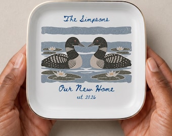 Personalized Loon Ring Dish, Our New Home Gift, Housewarming Gift, Common Loon Jewelry Tray, Lake House Decor, New Home Gift