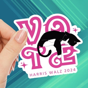 Cat Ladies para Kamala, Vote Kamala Harris eleição bonito hidroflask adesivo, 2024 feminista votação adesivos de vinil, decalque Cat Lady sem filhos