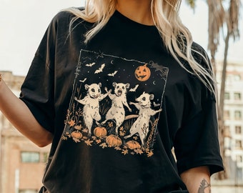 Opossum Unhinged Spooky Season Herbst Ghost Comfort Colors Shirt, süßes wütend Opossum T-Shirt, Tierliebhaber T-Shirt, einzigartiges Geschenk für Opossum Liebhaber