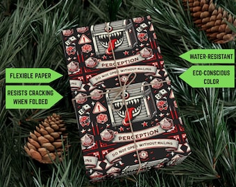 Dnd funny Christmas Gifts Wrap Papers, critical roll d20 gift, dungeon tabletop rpg gamer wraps, mimic wrapping paper, geeky fantasy lovers