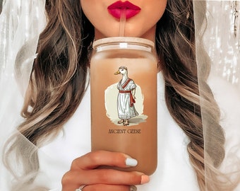 Personalise Ancient Geese Iced Coffee Funny geese Gift, Roman empire Vintage Goose beer can, Collectible Geese, Autumn Home Decor For Her