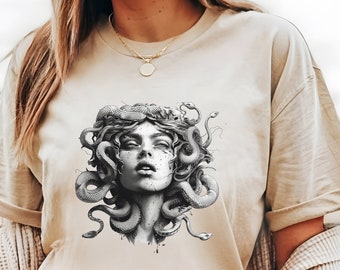 Medusa Schwesternschaft Baumwoll-T-Shirt, nicht zurückgehen, feministische Ikone Göttin der griechischen Mythologie Mächtiges Renaissance-Shirt, Witchy Hexe-Frauen-T-Shirt