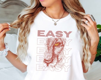 Easy Tiger Art Tiger Lovers Gift, Retro Boho Unisex Trendy Aesthetic Comfort Colors, Y2K Fashion Oversized Vintage 90s Graphic T-shirts