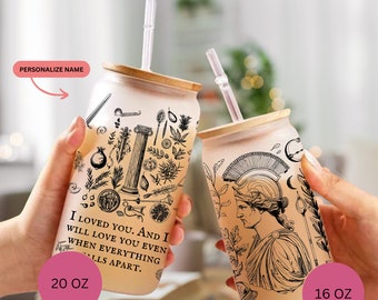 Song of Achilles Patroclus cup, Bookish BookTok Dark Academia gift, Greek Mythology Literature, Book Lover Gift, Adventure coffee glass