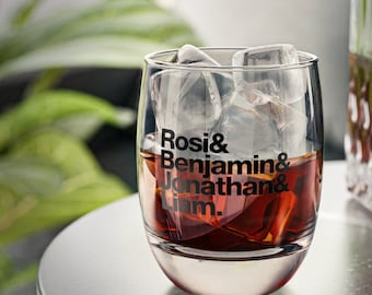 Minimalist Customise and personalised Family names Whiskey Glass Gift for Dad, Funny name style dad Gift, Gift for Dad, dad gift from wife