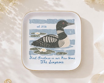 Vintage Loon Ring Dish, Common Loon Jewelry Tray, Housewarming New Home Gift, Lake House Decor, Bird Lover Gift, Retro Wildlife trinket