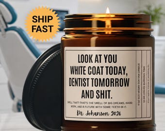 Funny White Coat Dentist Candle, Doctor Graduation Gift, Smells Like Med School Graduation Gift, Gift for Him, Medical Gift Idea for Doctor