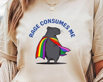 Rage Consumes Me Shirt, funny capybara rodent meme TShirt, capybara lover Vintage Style T-Shirt gift, Retro Nature Lover animal lover tee