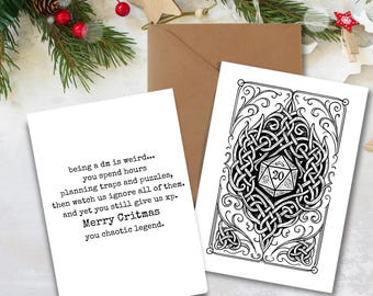 DnD Players Greeting Christmas Card, Holiday Cheer RPG Dungeon master Leveled Up Roleplay, dm birthday, D20 Engagement snarky humor cards