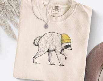 Jimothy Raccoon Fall tee, Comfort Colors  Raccoon with a beanie Shirt, Seattle Short Spine Raccoon T-Shirt, Viral Raccoon Meme, animal lover