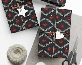 Sarcastic Gamer Christmas Gift Wrap Papers, critical roll d20 gift, dnd tabletop rpg wraps, dnd mimic wrapping paper, geeky fantasy lovers