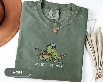 We Ride at Dawn dnd T-Shirt, Funny Frog and dragon Tee, Dungeon master Comfort Colors 1717, Chaotic Animal Shirt, Whimsical Gamer mug Gift