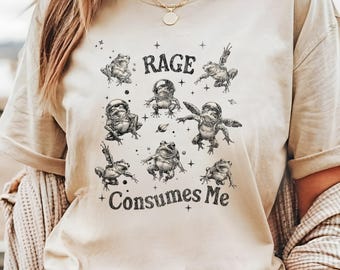 Rage Consumes Me Funny Frog in Space Comfort Colors® Shirt, Meme Frog Shirt, Vintage Style Unisex T-Shirt, Nature Lover Gift, dark humor tee