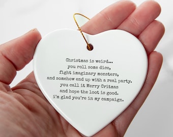 Personalized Dungeons Ornament, Custom Gamer Christmas Decoration, D20 critical Rolling RPG Gift, Holiday Keepsake for Tabletop Fans