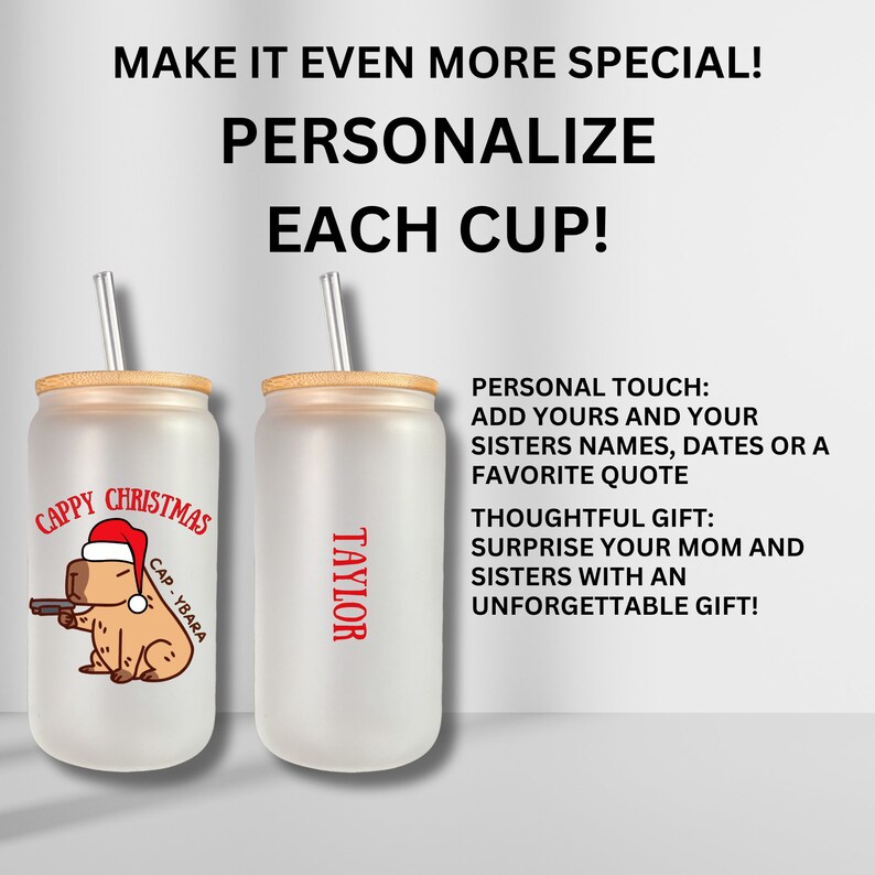 Capybara Glasbecher 16oz - Lustiges Design Spülmaschinenfest