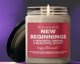 Happy Retirement Candle Gift, New Beginnings Women Boss Legacy Gift Idea, Funny Coworker Leaving Farewell Present,  Teacher Retirement