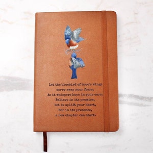 Bluebird of Hope Personalisiertes Leder Journal - Einzigartiges Geschenk für Beste Freundin, Mutter, Schwester - Inspirierendes Einzigartiges Geschenk für eine furchtlose Reise